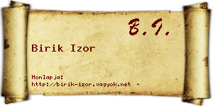 Birik Izor névjegykártya